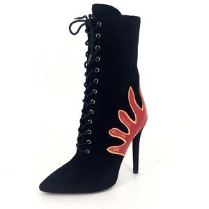 Burning Down the House Flame Stiletto Lace Up Boot